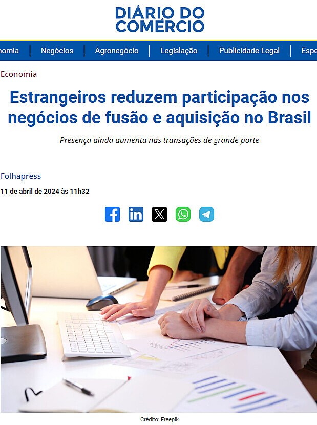 Estrangeiros reduzem participao nos negcios de fuso e aquisio no Brasil